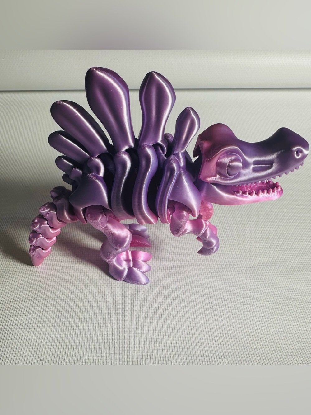 Purple Gradient 3D-Printed Dinosaur Skeleton Figurine